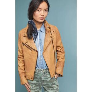 Anthropologie Frye The Biker Studs Leather Jacket